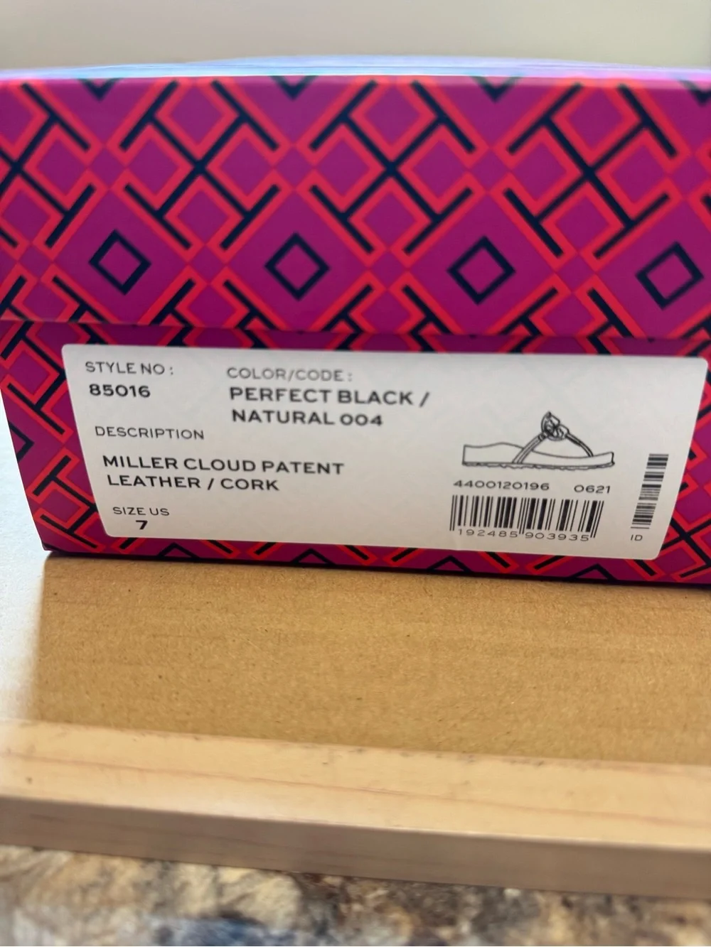 Tory Burch Black Patent Miller Cloud Sandals